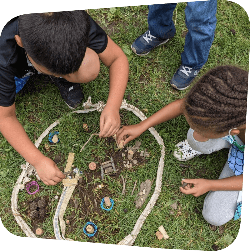 Two children planning their park