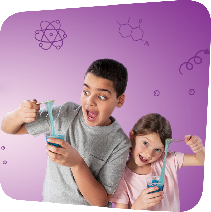 two children playing with blue slime