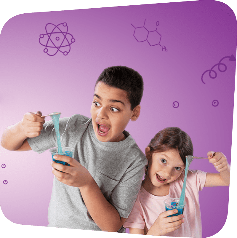 two children playing with blue slime