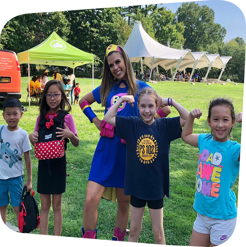 children showing their muscles with Ready Girl